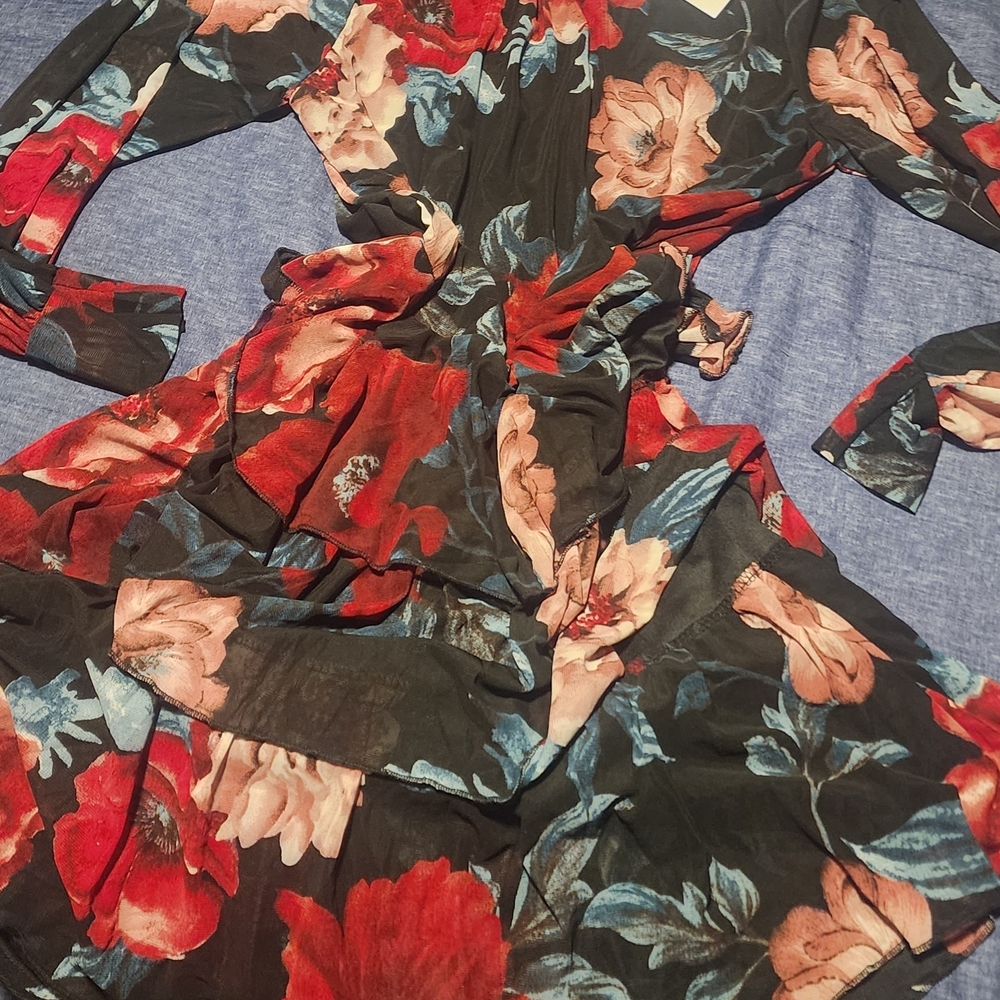 "EMBER" Floral Long Sleeve Dress "SIZE L"